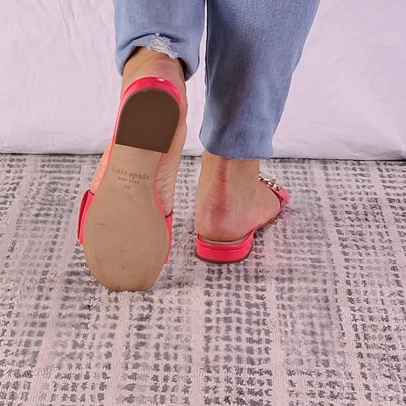 Pink Coral Kate Spade Leather Slides BRAND NEW Size 7 - Picture 6 of 6